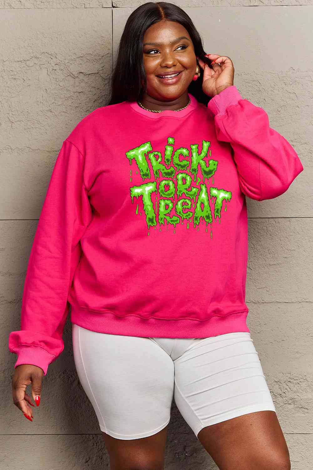 Simply Love FuSimpll Size TRICK OR TREAT Graphic Sweatshirt