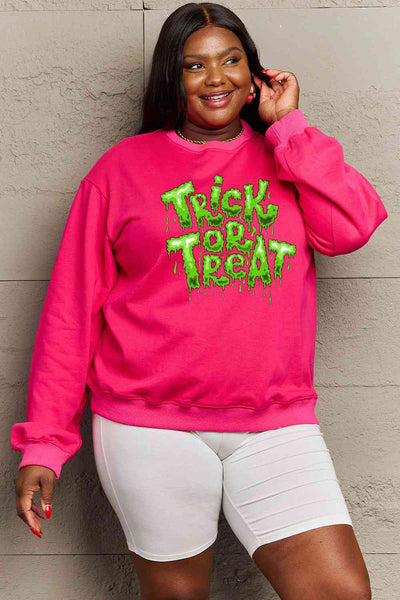 Simply Love FuSimpll Size TRICK OR TREAT Graphic Sweatshirt