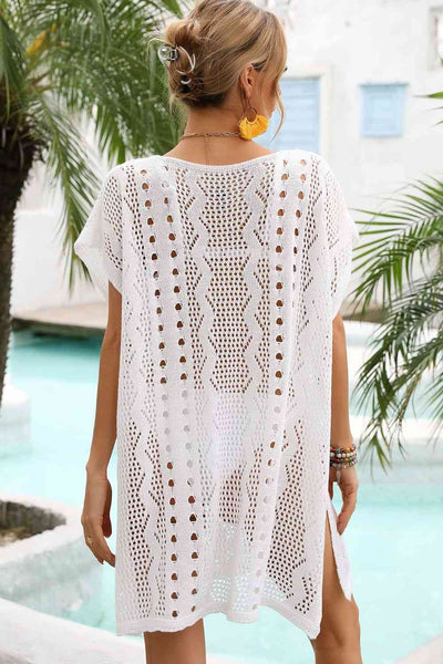 Openwork Plunge Dolman Sleeve Cover-Up Dress for Summer