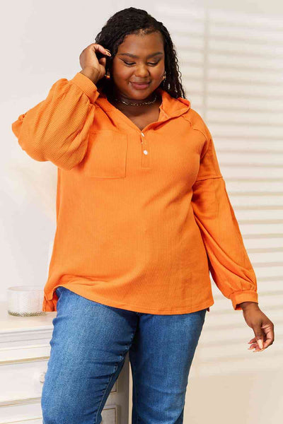 Women's Fashion Hoodie with Side Slit and Buttoned Design