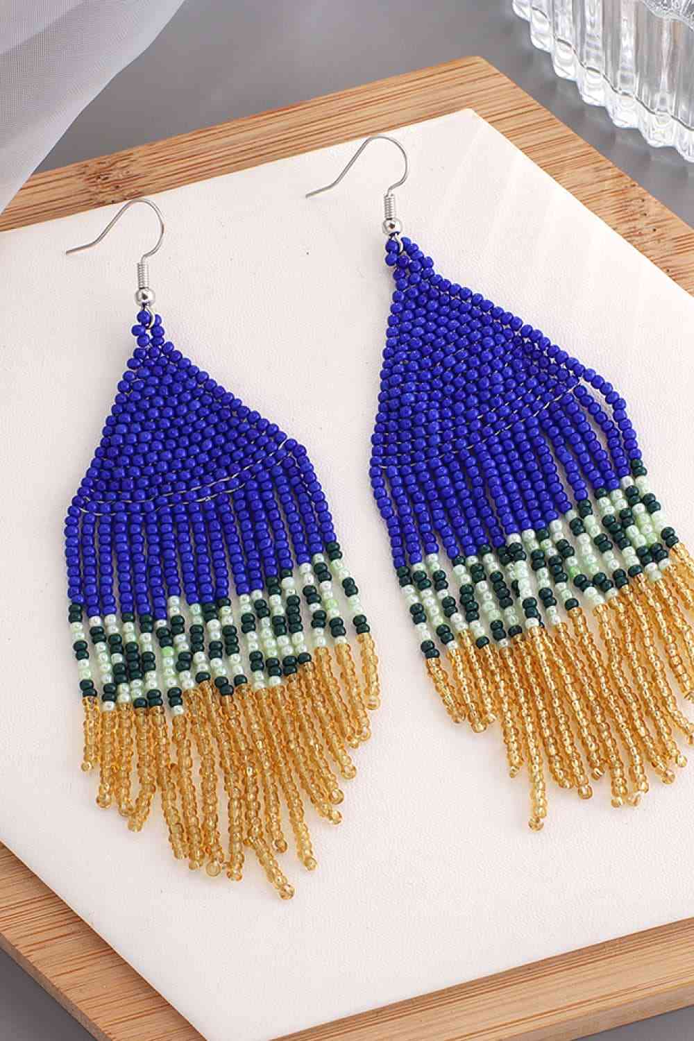 Handmade Boho Beaded Dangle Earrings - Vibrant & Stylish