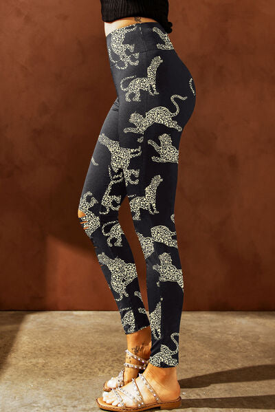 Stylish Women's Animal Print High Waist Workout Leggings