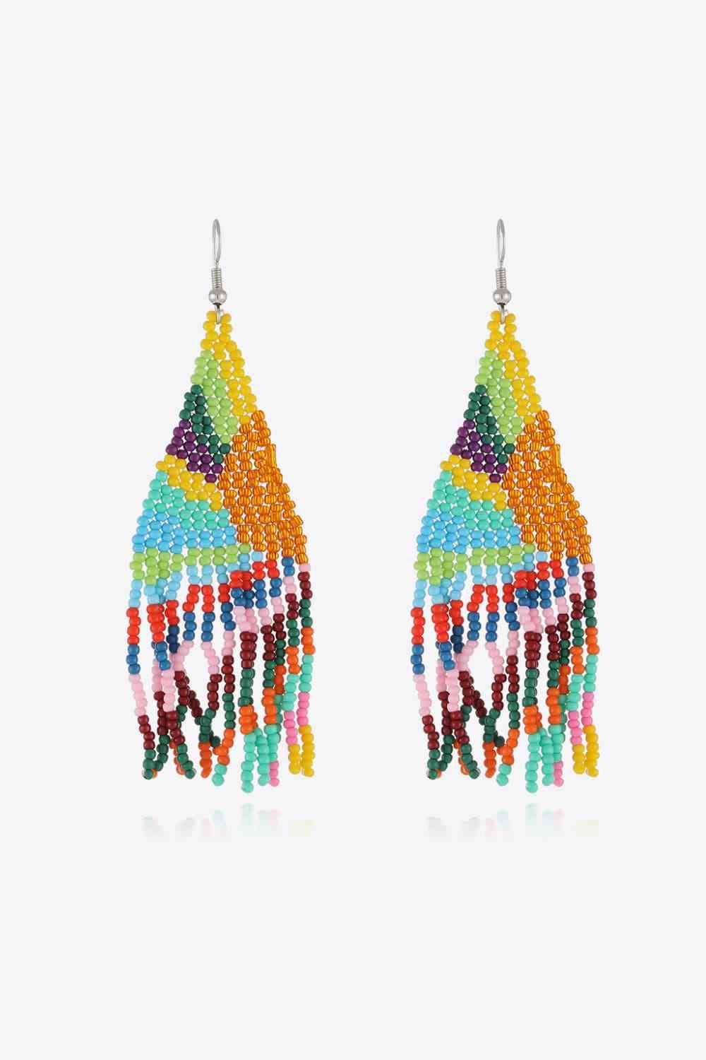Handcrafted Beaded Dangle Earrings - Vibrant, Lightweight, Trendy