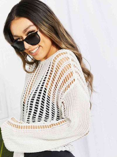 Long Sleeve Round Neck Openwork Cover-Up for Effortless Style