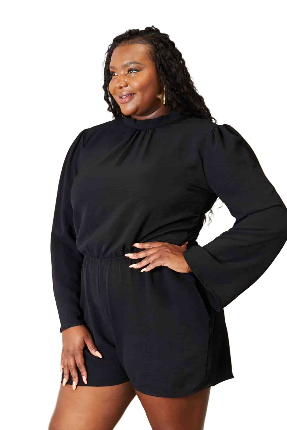Culture Code Full Size Open Back Romper with Pockets