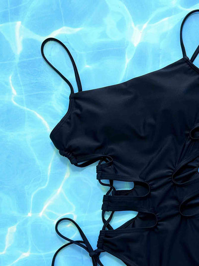 Elegant Cutout Lace-Up Spaghetti Strap One-Piece Swimsuit