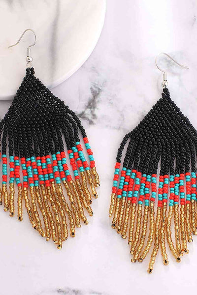 Handmade Boho Beaded Dangle Earrings - Vibrant & Stylish