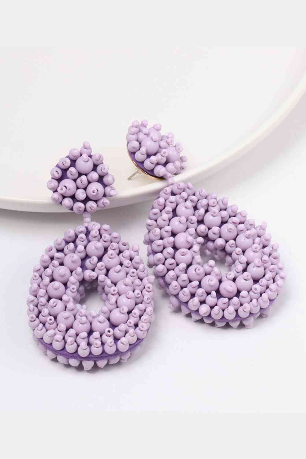 Chic Beaded Dangle Earrings - Vibrant Colors & Handcrafted Elegance