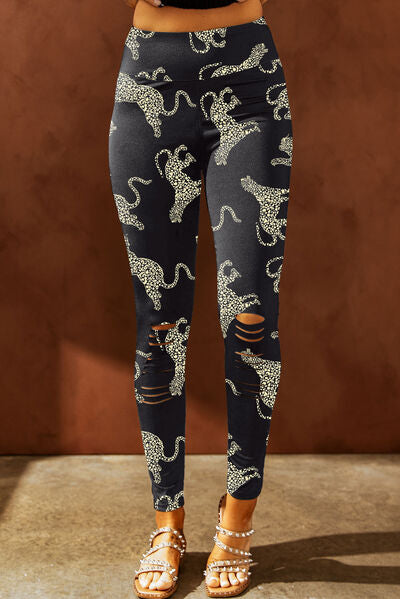 Stylish Women's Animal Print High Waist Workout Leggings