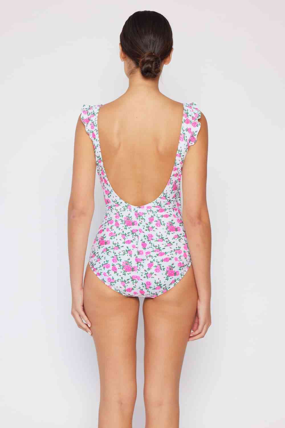 Marina West Swim Full Size Float On Ruffle One-Piece Roses Off-White