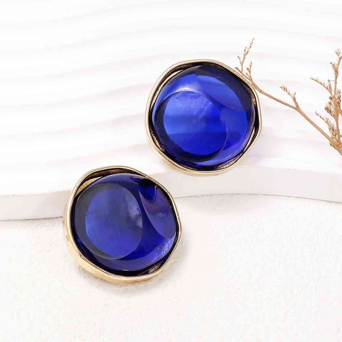 Trendy Red Alloy Geometric Earrings with Gold Accents