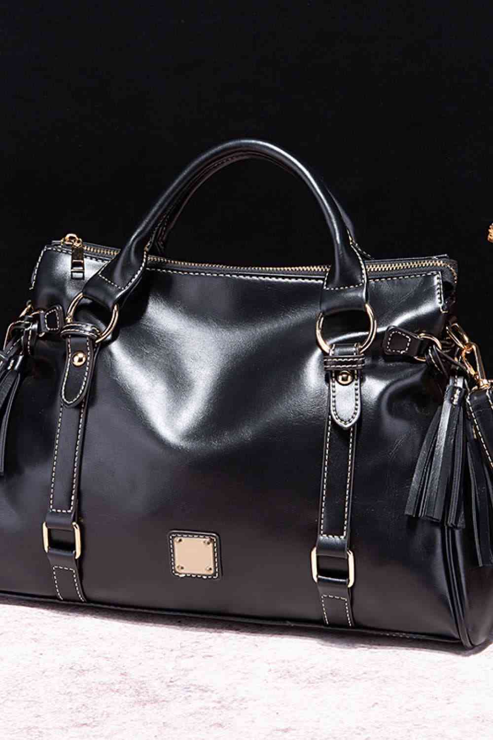 Elegant PU Leather Handbag with Tassels for Every Occasion