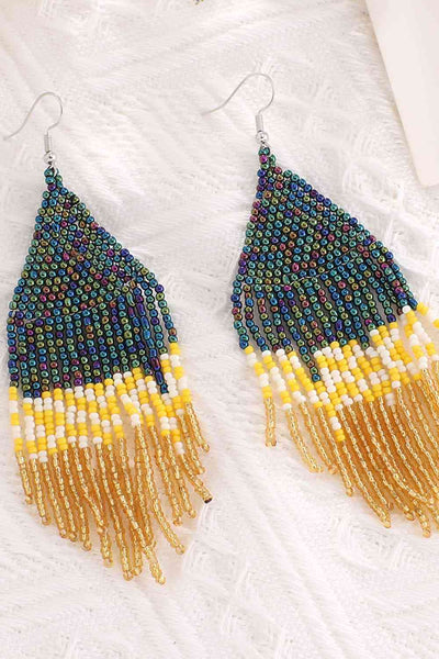 Handmade Boho Beaded Dangle Earrings - Vibrant & Stylish