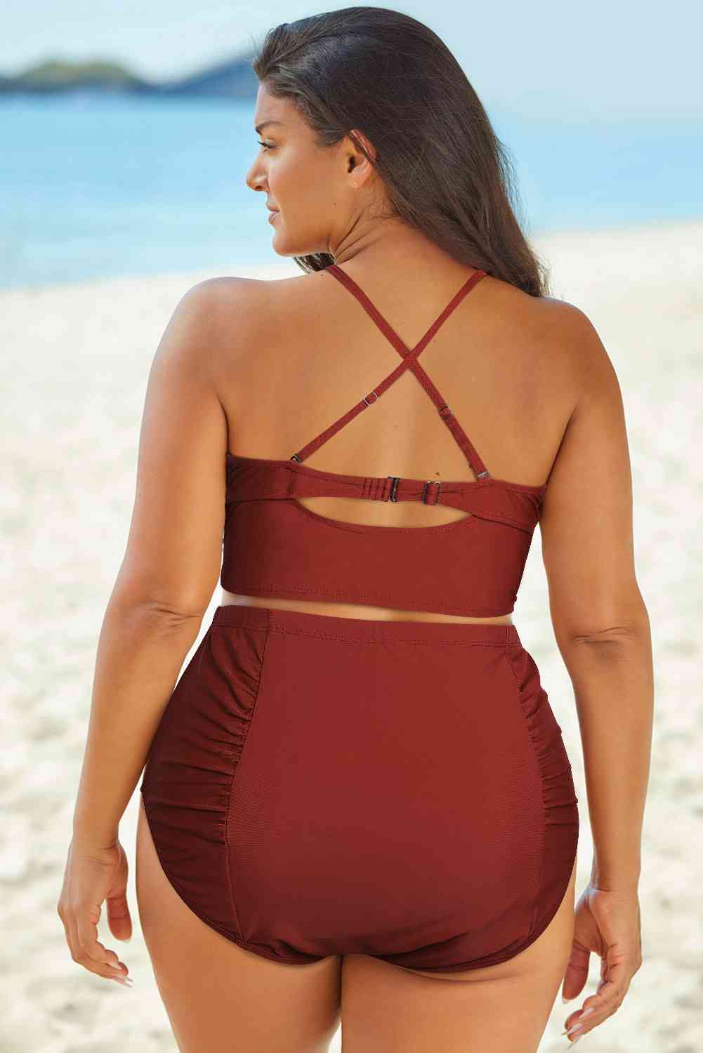 Halter Neck Crisscross Ruched Two-Piece Swimsuit Bliss
