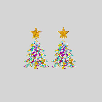 Christmas Tree Acrylic Dangle Earrings