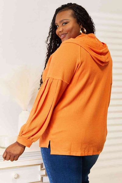 Women's Fashion Hoodie with Side Slit and Buttoned Design