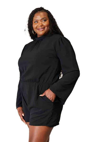 Culture Code Full Size Open Back Romper with Pockets