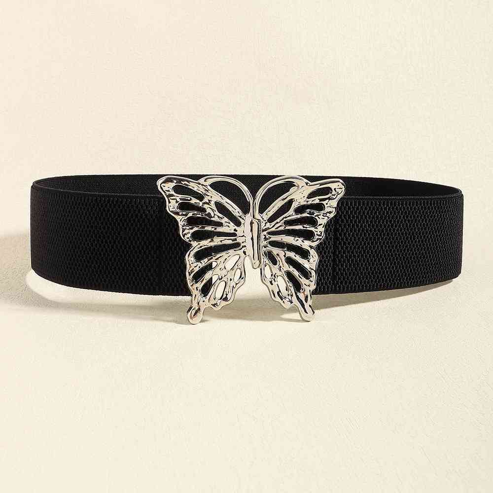 Chic Butterfly Elastic Belt with Durable Alloy Buckle