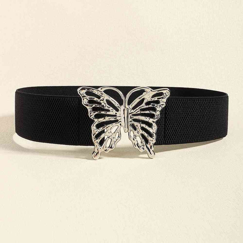 Chic Butterfly Elastic Belt with Durable Alloy Buckle