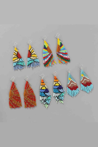 Handcrafted Beaded Dangle Earrings - Vibrant, Lightweight, Trendy