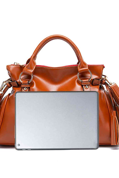 Elegant PU Leather Handbag with Tassels for Every Occasion