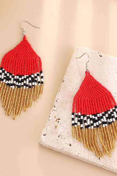 Handmade Boho Beaded Dangle Earrings - Vibrant & Stylish