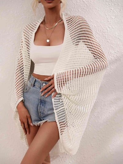 Openwork Open Front Longline Cover Up for Effortless Style