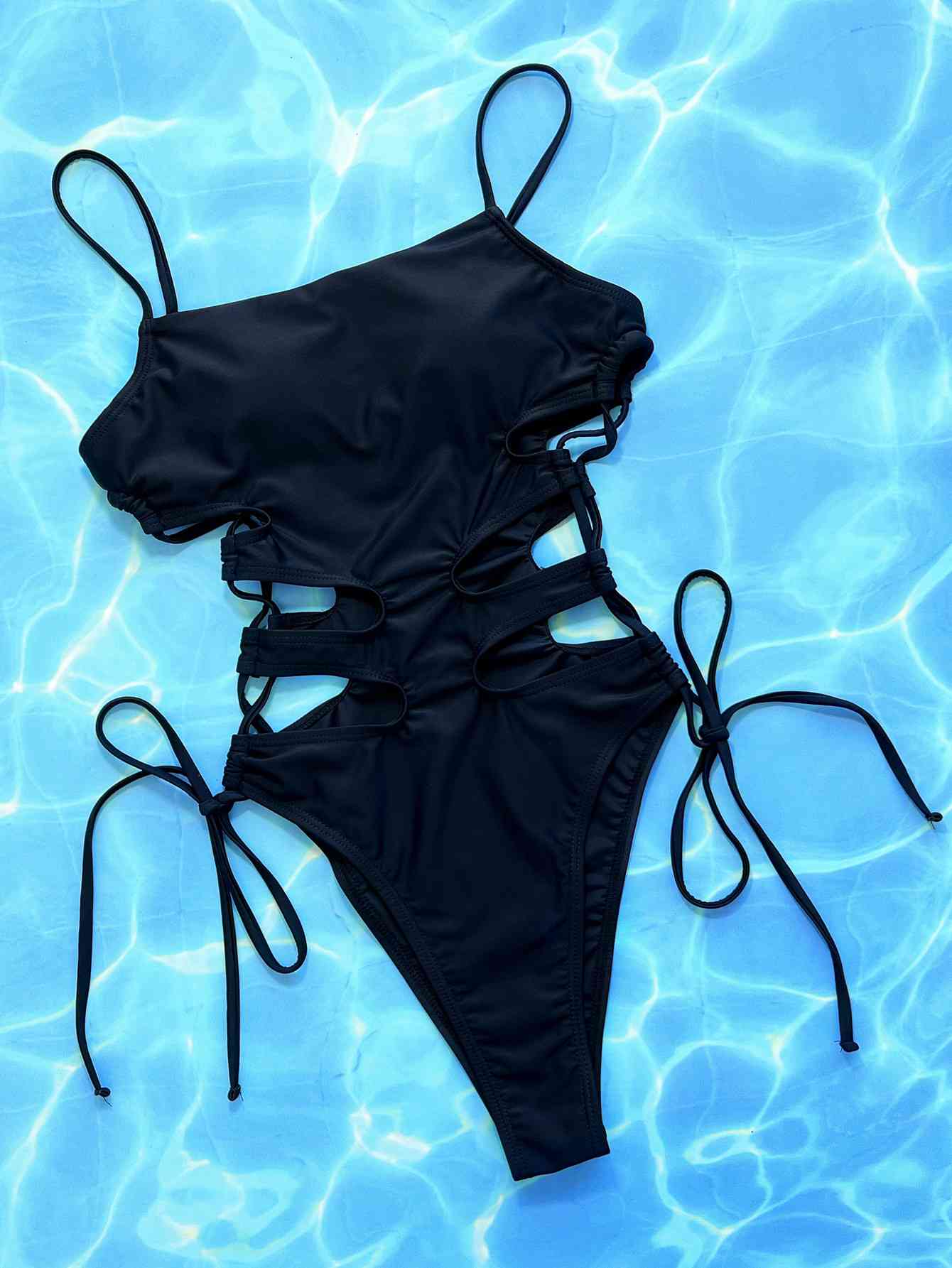 Elegant Cutout Lace-Up Spaghetti Strap One-Piece Swimsuit