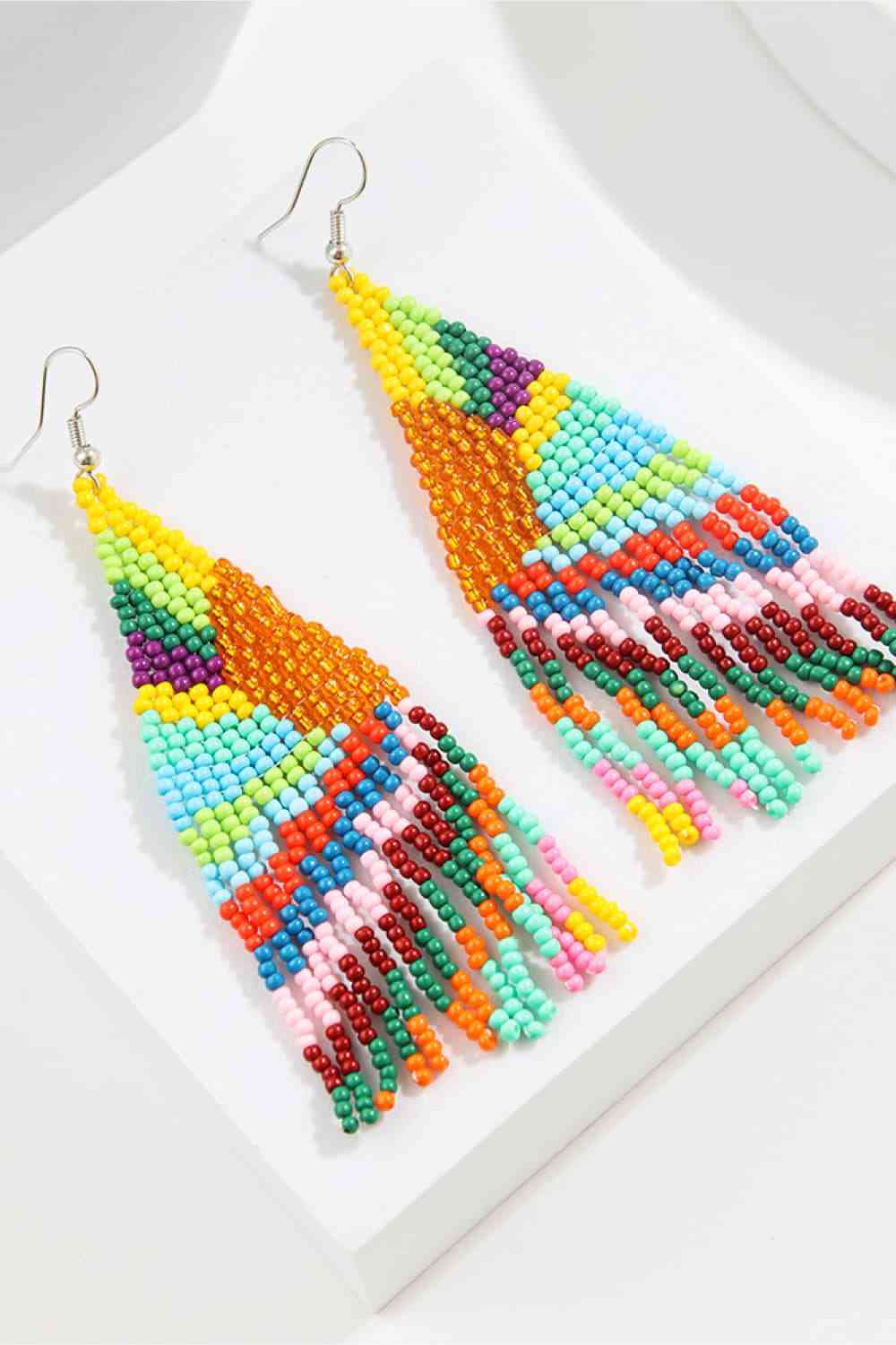 Handcrafted Beaded Dangle Earrings - Vibrant, Lightweight, Trendy