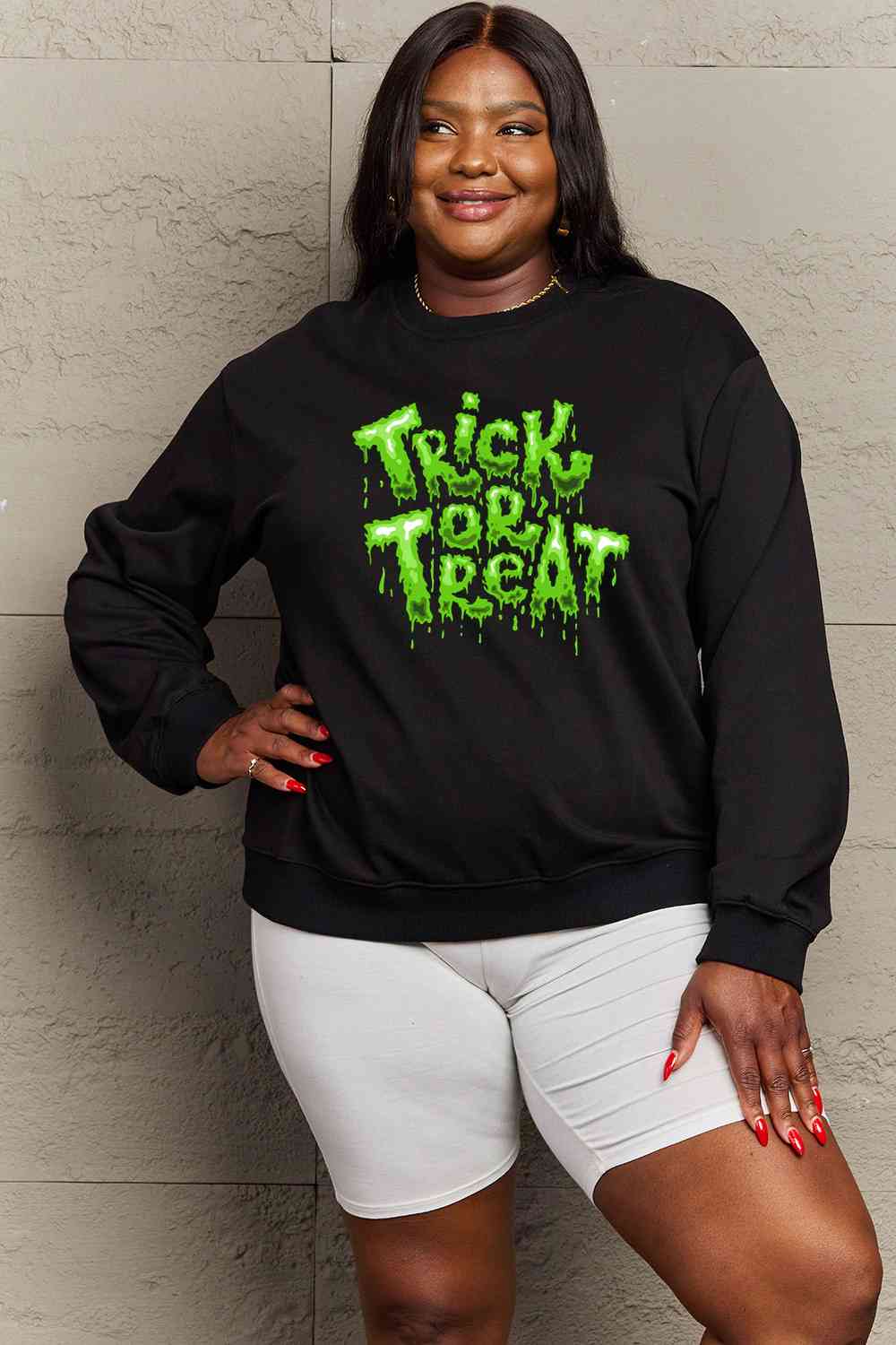 Simply Love FuSimpll Size TRICK OR TREAT Graphic Sweatshirt