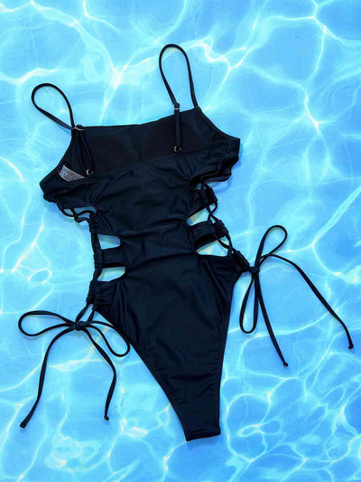 Elegant Cutout Lace-Up Spaghetti Strap One-Piece Swimsuit