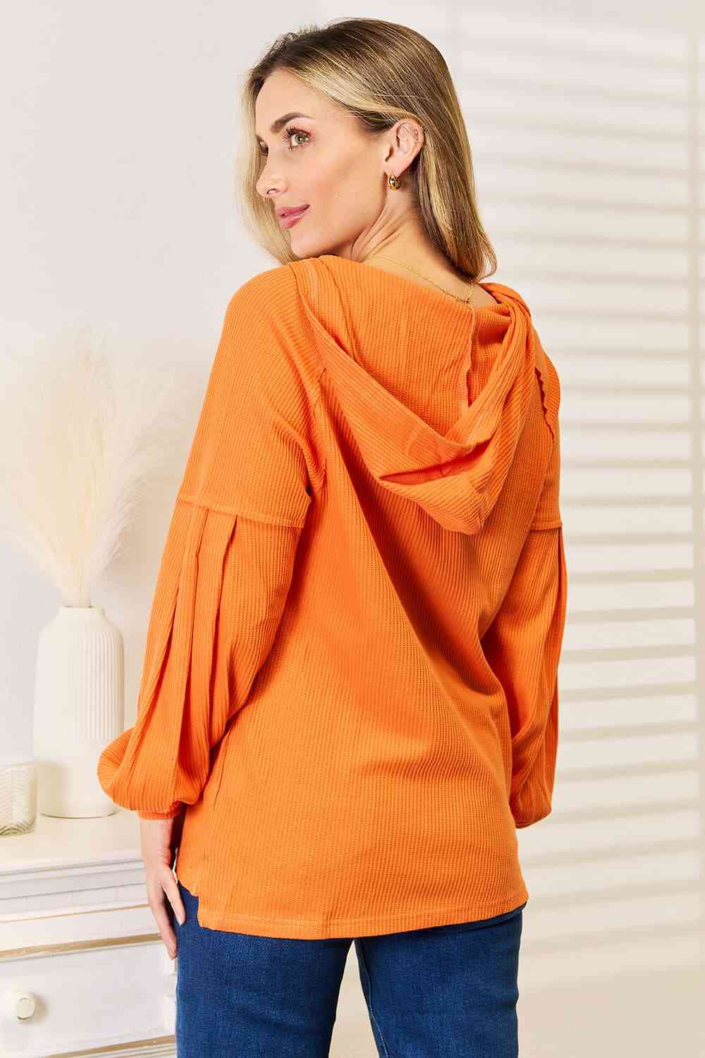 Women's Fashion Hoodie with Side Slit and Buttoned Design