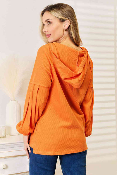 Women's Fashion Hoodie with Side Slit and Buttoned Design