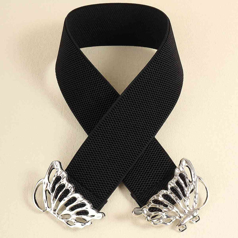 Chic Butterfly Elastic Belt with Durable Alloy Buckle
