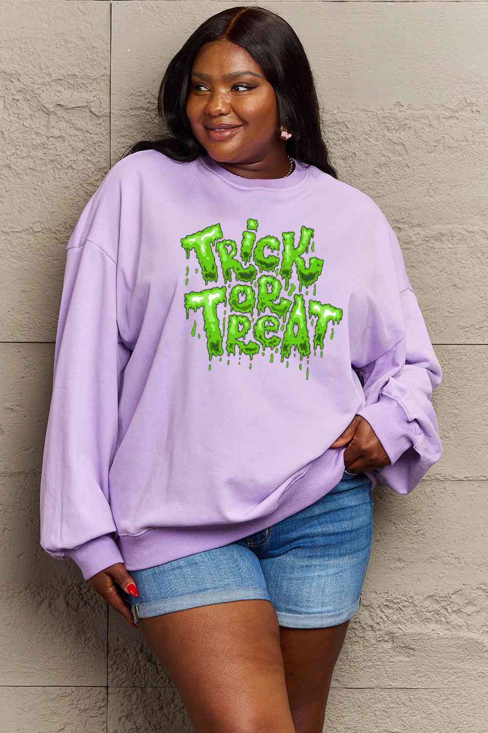 Simply Love FuSimpll Size TRICK OR TREAT Graphic Sweatshirt