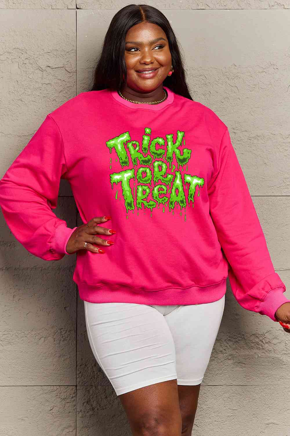 Simply Love FuSimpll Size TRICK OR TREAT Graphic Sweatshirt