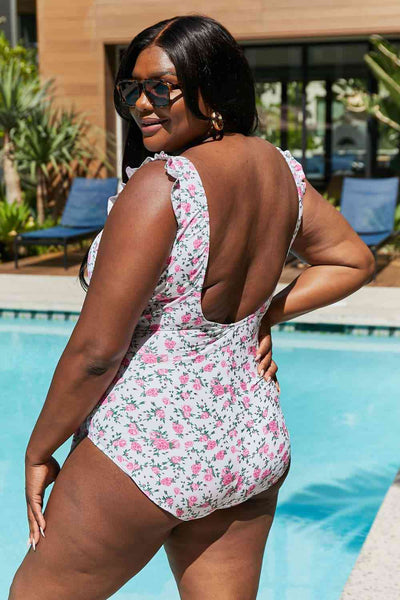 Marina West Swim Full Size Float On Ruffle One-Piece Roses Off-White