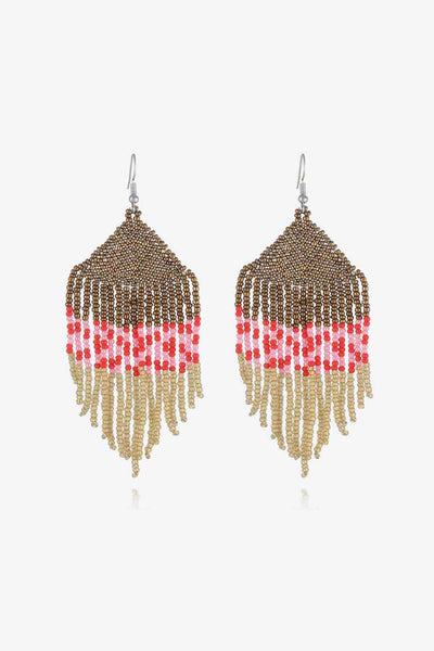 Handmade Boho Beaded Dangle Earrings - Vibrant & Stylish