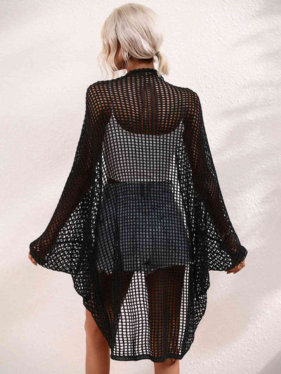 Openwork Open Front Longline Cover Up for Effortless Style