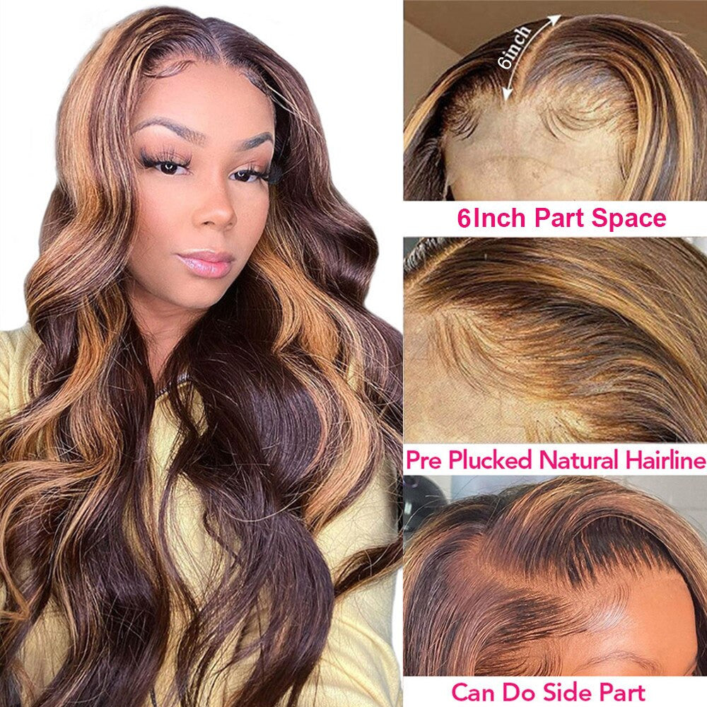 Highlight Wig Human Hair Brazilian Body Wave Lace Front Wig Ombre
