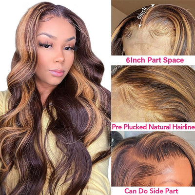 Highlight Wig Human Hair Brazilian Body Wave Lace Front Wig Ombre