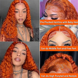 Orange Ginger Lace Front Wigs Human Hair Wig Deep Wave For Women 13x4