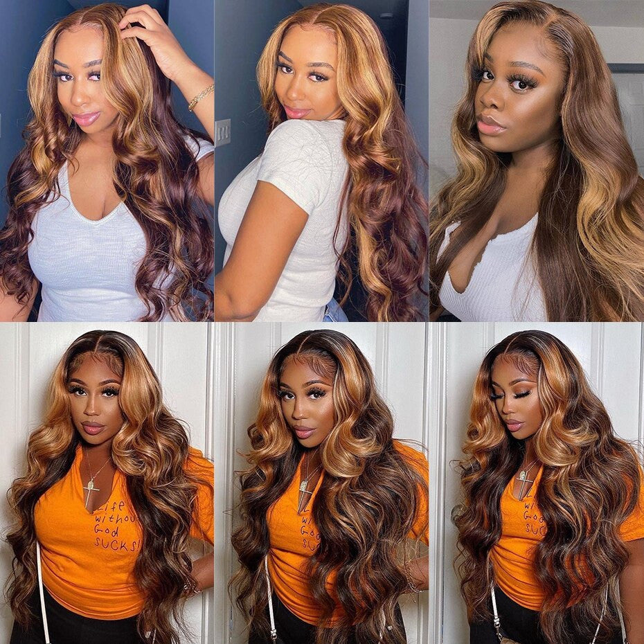 Highlight Wig Human Hair Brazilian Body Wave Lace Front Wig Ombre