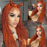 Orange Ginger Lace Front Wigs Human Hair Wig Deep Wave For Women 13x4