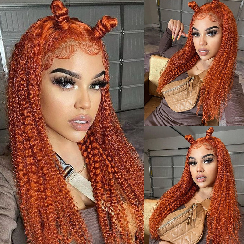 Orange Ginger Lace Front Wigs Human Hair Wig Deep Wave For Women 13x4