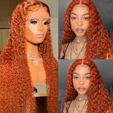 Orange Ginger Lace Front Wigs Human Hair Wig Deep Wave For Women 13x4