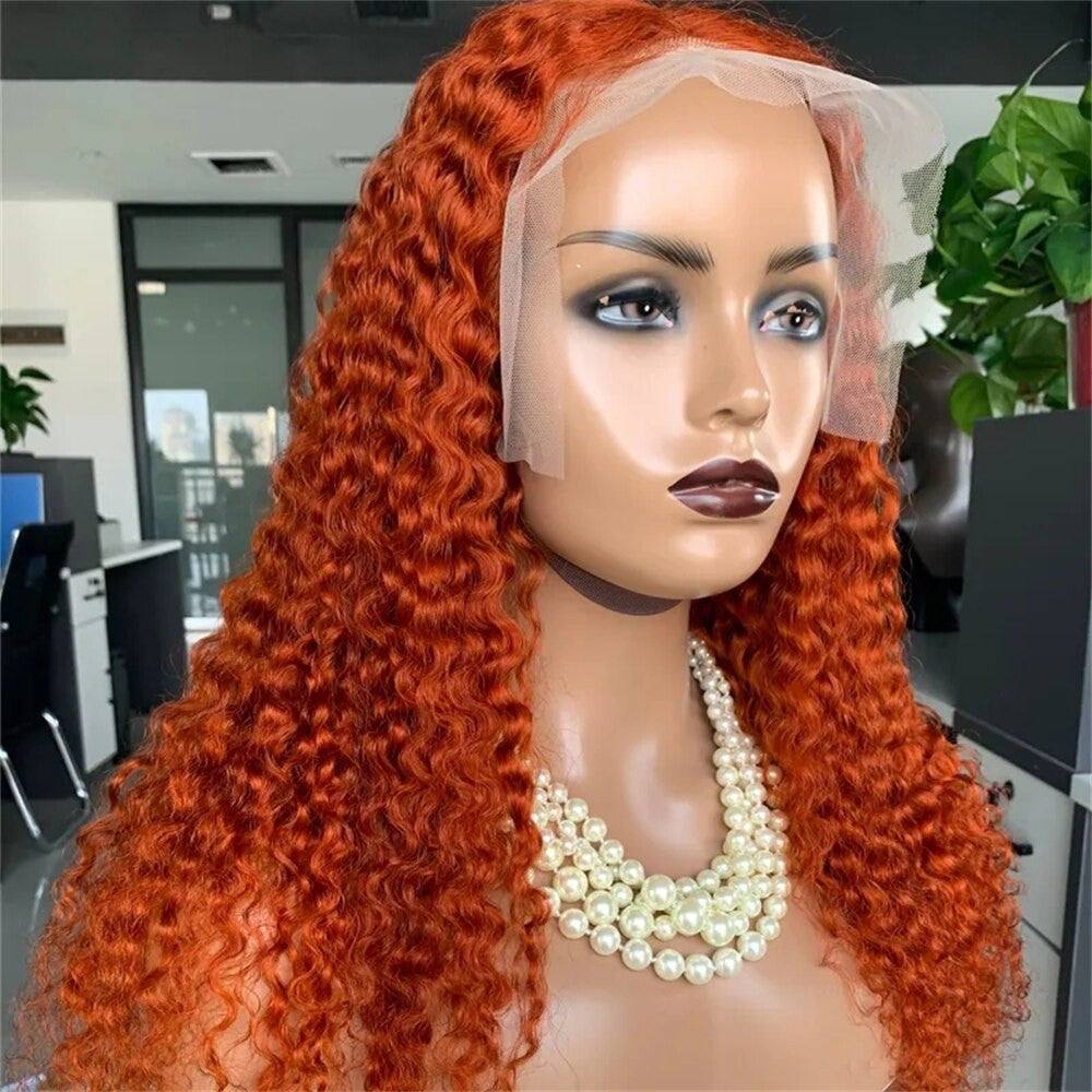Orange Ginger Lace Front Wigs Human Hair Wig Deep Wave For Women 13x4