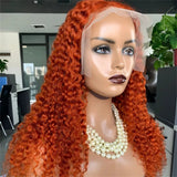 Orange Ginger Lace Front Wigs Human Hair Wig Deep Wave For Women 13x4